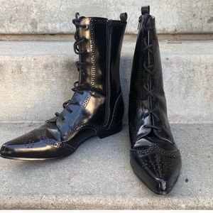 Demonia Pleaser 10 eye Goth Brogue boots.